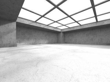 Dark Beton Duvar Mimarisi. Boş Oda. 3d Görüntüleme