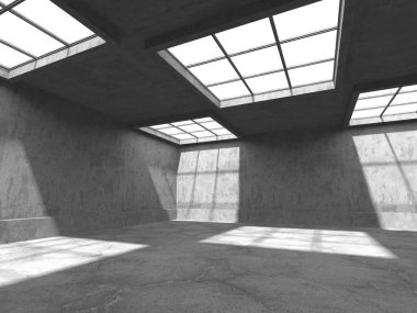 Soyut mimari arka plan. İçi boş beton döşeme. 3d hazırlayıcı