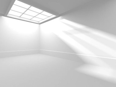 Aydınlatılmış koridor iç tasarımı. Boş Oda İç mimarisi. 3 Boyutlu Hazırlama