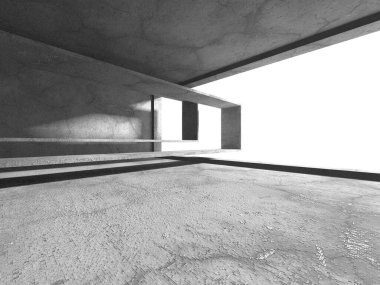 Soyut mimari arka plan. İçi boş beton döşeme. 3d hazırlayıcı