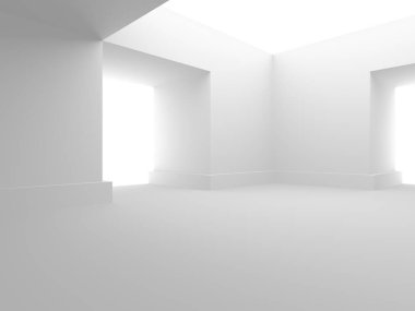 Aydınlatılmış koridor iç tasarımı. Boş Oda İç mimarisi. 3 Boyutlu Hazırlama