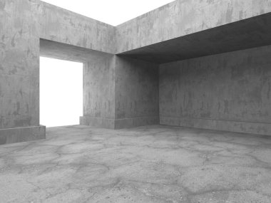 Soyut mimari iç plan. Boş beton oda. 3d hazırlayıcı