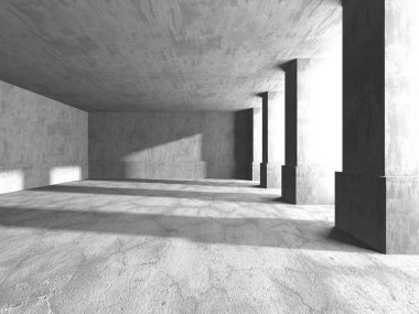 Soyut mimari iç plan. Boş beton oda. 3d hazırlayıcı