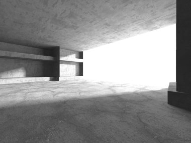 Soyut mimari iç plan. Boş beton oda. 3d hazırlayıcı