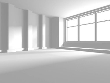 Beyaz Modern Arkaplan. Soyut Oda Konsepti. 3d Hazırlama