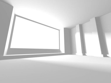 Aydınlatılmış koridor iç tasarımı. Boş Oda İç mimarisi. 3 Boyutlu Hazırlama