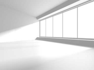 Aydınlatılmış koridor iç tasarımı. Boş Oda İç mimarisi. 3 Boyutlu Hazırlama