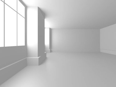Beyaz Modern Arkaplan. Soyut Oda Konsepti. 3d Hazırlama
