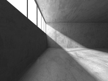 Soyut mimari iç plan. Boş beton oda. 3d hazırlayıcı