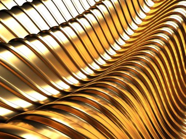 Altın soyut dalgalı sıvı arka plan. 3d resimleme