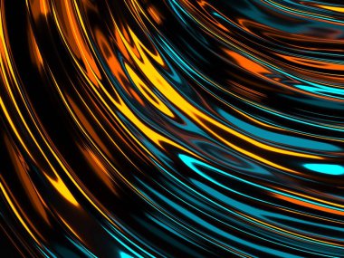 Renkli sıvı metalik dalgalı arka plan. 3d resimleme