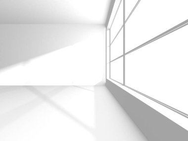 Soyut Beyaz Mimari Tasarım Konsepti. 3d Görüntüleme