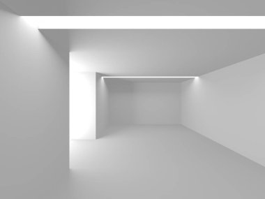 Soyut Beyaz Mimari Tasarım Konsepti. 3d Görüntüleme