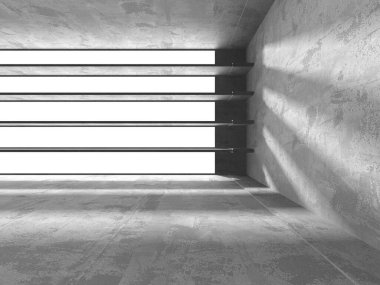 Dark Beton Duvar Mimarisi. Boş Oda. 3d Görüntüleme