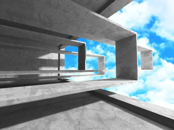 Construção Parede Sala Concreto Fundo Céu Nublado Conceito Design Arquitetura — Fotografia de Stock