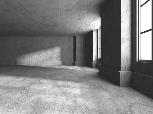 Abstraktní Architektura Interiéru Pozadí Prázdná Betonová Místnost Vykreslení — Stock fotografie