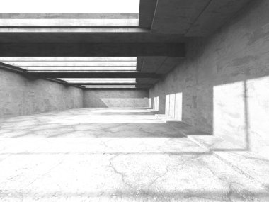 Soyut mimari iç plan. Boş beton oda. 3d hazırlayıcı