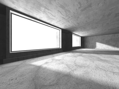 Soyut mimari iç plan. Boş beton oda. 3d hazırlayıcı