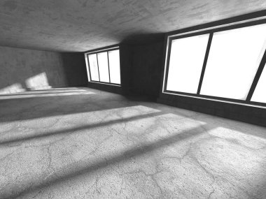 Soyut mimari iç plan. Boş beton oda. 3d hazırlayıcı