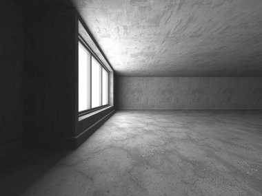 Soyut mimari iç plan. Boş beton oda. 3d hazırlayıcı