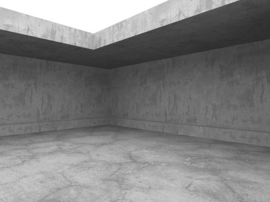 Soyut mimari iç plan. Boş beton oda. 3d hazırlayıcı
