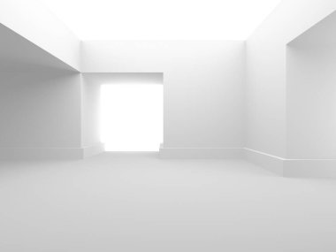 Beyaz Modern Arkaplan. Soyut Bina Konsepti. 3d Hazırlama