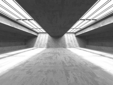 Soyut mimari iç plan. Boş beton oda. 3d hazırlayıcı