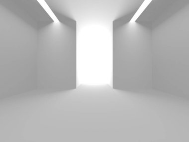 Beyaz Modern Arkaplan. Soyut Oda Konsepti. 3d Hazırlama