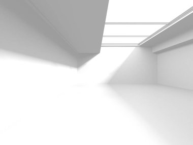 Aydınlatılmış koridor iç tasarımı. Boş Oda İç mimarisi. 3 Boyutlu Hazırlama