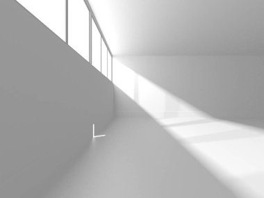 Aydınlatılmış koridor iç tasarımı. Boş Oda İç mimarisi. 3 Boyutlu Hazırlama