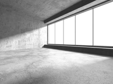 Karanlık Beton İç Mimari. Boş Oda. 3d Görüntüleme