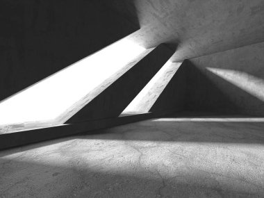 Dark Beton Duvar Mimarisi. Boş Oda. 3d Görüntüleme