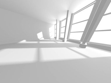 Beyaz Modern Arkaplan. Soyut Bina Konsepti. 3d Hazırlama