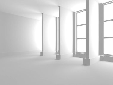 Beyaz Modern Arkaplan. Soyut Bina Konsepti. 3d Hazırlama