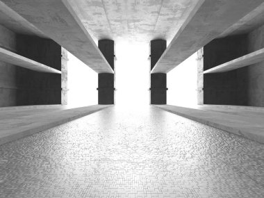 Soyut mimari iç plan. Boş beton oda. 3d hazırlayıcı