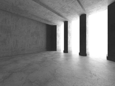 Soyut mimari iç plan. Boş beton oda. 3d hazırlayıcı