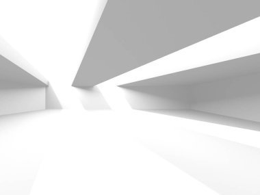 Aydınlatılmış koridor iç tasarımı. Boş Oda İç mimarisi. 3 Boyutlu Hazırlama