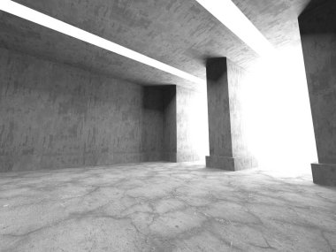 Soyut mimari iç plan. Boş beton oda. 3d hazırlayıcı
