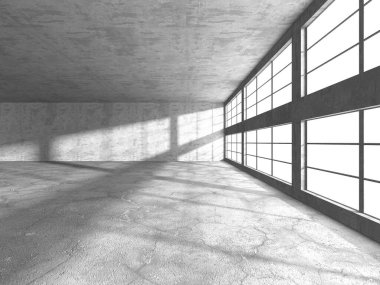 Dark Beton Duvar Mimarisi. Boş Oda. 3d Görüntüleme