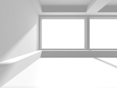 Beyaz Modern Arkaplan. Soyut Bina Konsepti. 3d Hazırlama