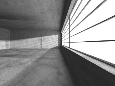 Soyut mimari iç plan. Boş beton oda. 3d hazırlayıcı