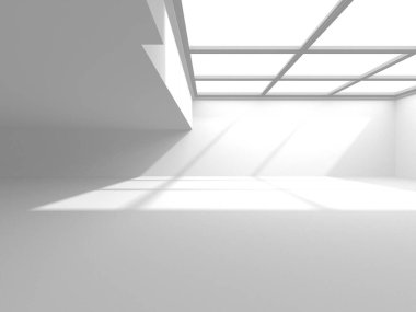 Aydınlatılmış koridor iç tasarımı. Boş Oda İç mimarisi. 3 Boyutlu Hazırlama