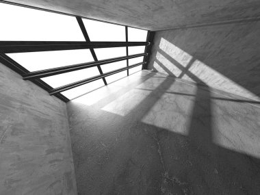 Soyut mimari iç plan. Boş beton oda. 3d hazırlayıcı