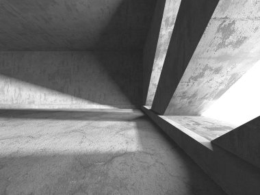 Soyut mimari iç plan. Boş beton oda. 3d hazırlayıcı