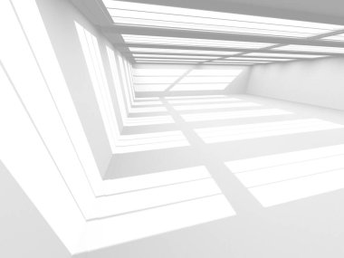 Aydınlatılmış koridor iç tasarımı. Boş Oda İç mimarisi. 3 Boyutlu Hazırlama