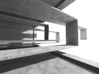 Soyut mimari iç plan. Boş beton oda. 3d hazırlayıcı