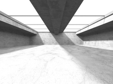 Soyut mimari arka plan. İçi boş beton döşeme. 3d hazırlayıcı