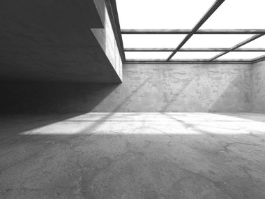 Dark Beton Duvar Mimarisi. Boş Oda. 3d Görüntüleme