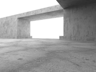 Dark Beton Duvar Mimarisi. Boş Oda. 3d Görüntüleme