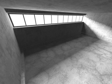 Dark Beton Duvar Mimarisi. Boş Oda. 3d Görüntüleme